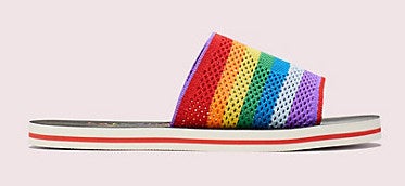 Rainbow Intarsia-Knit Slide Sandals